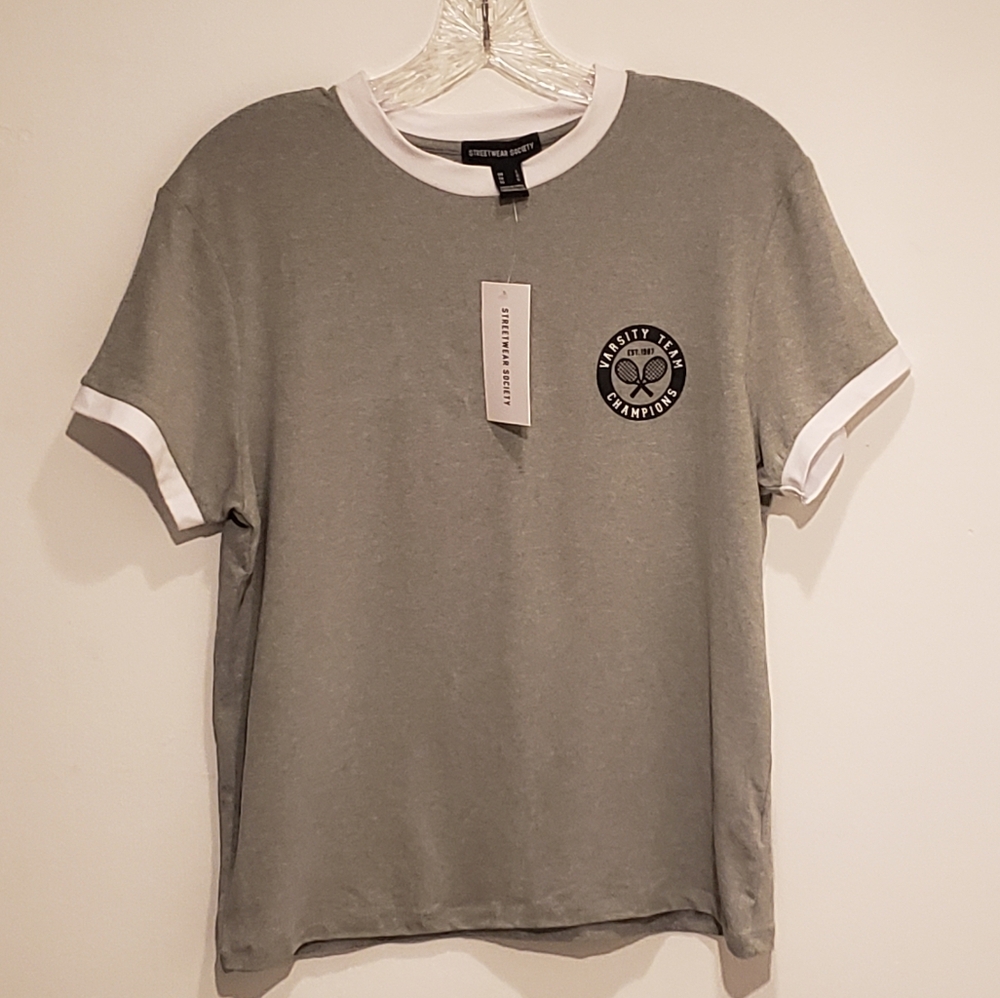 Streetwear Society Gray and White T-Shirt with Logo